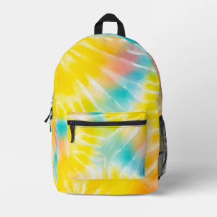 Bright Yellow Tie Dye Pattern Printed Backpack