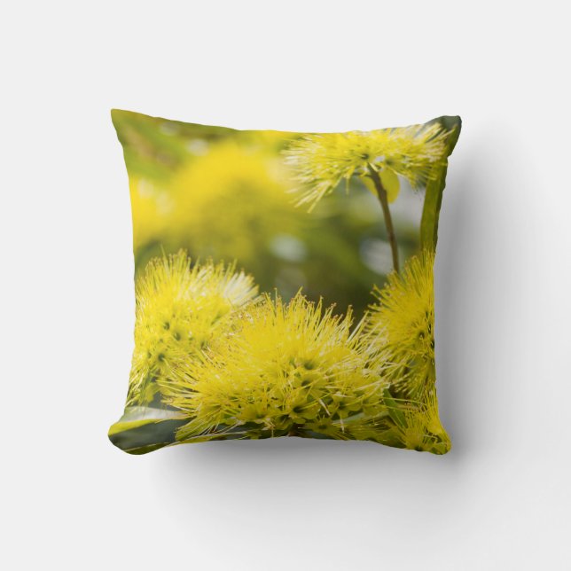 Bright Yellow Wattle Tree Cushion (Front)