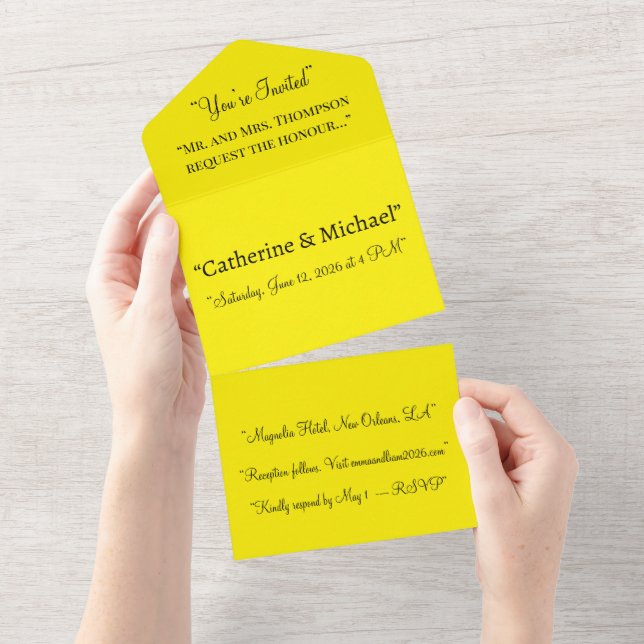 Bright Yellow Wedding Invite – Minimal Design (Tearaway)