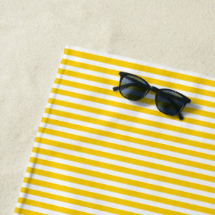 Bright yellow & white striped beach towel