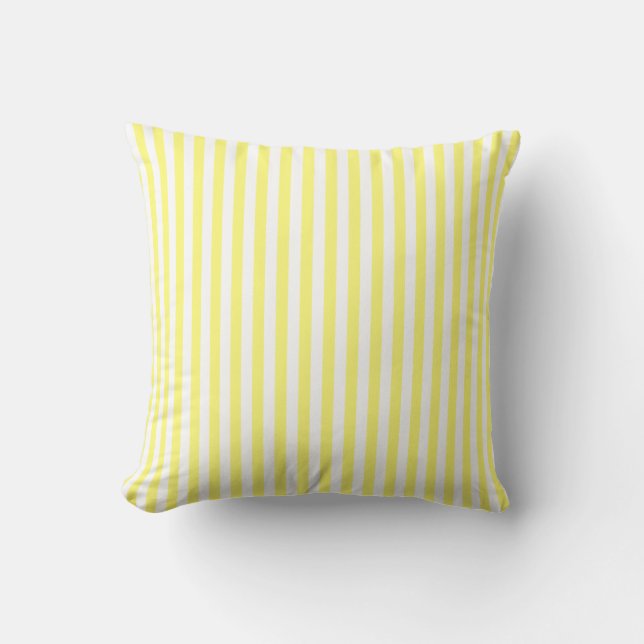 Bright Yellow & White Stripes and Windowpane Cushion (Front)