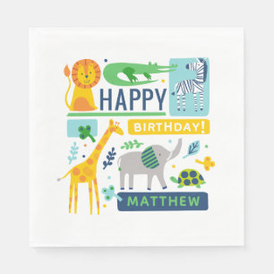 Bright Zoo Jungle Animals Birthday 6.5" NAPKINS