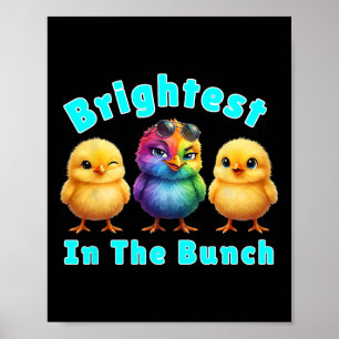 Brightest Chicken In The Bunch Rainbow Easter Pun  Poster