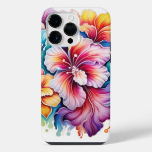 BRIGHTLY COLORED 3-D LOOK FLOWERS iPhone 14 PRO MAX CASE