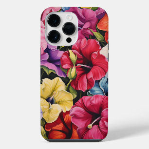 BRIGHTLY COLORED 3-D LOOK PETUNIA FLOWERS iPhone 14 PRO MAX CASE