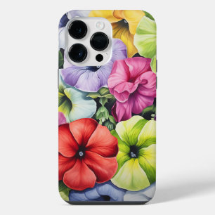 BRIGHTLY COLORED 3-D LOOK PETUNIA FLOWERS iPhone 14 PRO MAX CASE