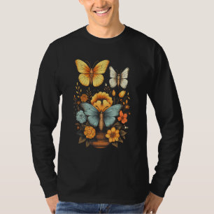 Brightly Colored Butterflies With Moon Motifs Butt T-Shirt