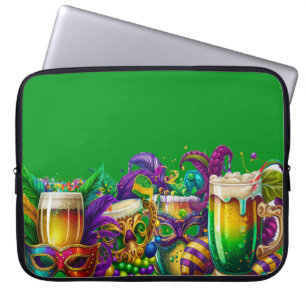 BRIGHTLY COLORED FESTIVE MARDI GRAS BEVERAGES LAPTOP SLEEVE