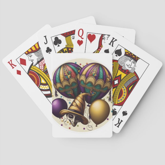 BRIGHTLY COLORED MARDI GRAS BALLOONS PLAYING CARDS (Back)
