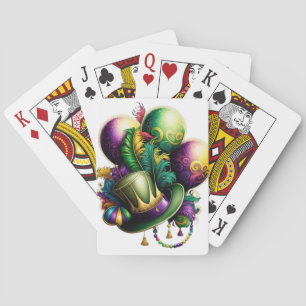 BRIGHTLY COLORED MARDI GRAS BALLOONS PLAYING CARDS
