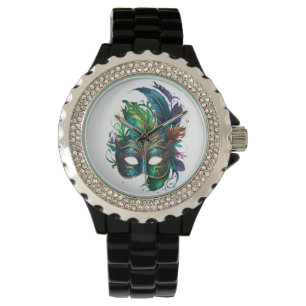 BRIGHTLY COLORED MARDI GRAS FACE MASKS WATCH