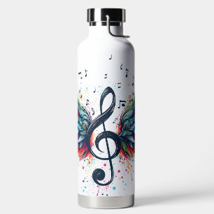 BRIGHTLY COLORED MUSICAL NOTES & CLEFT WATER BOTTLE