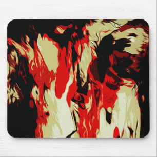 Brightly Colored Red Yellow Black Abstract Pattern Mouse Pad
