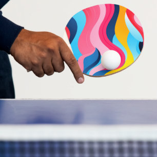 Brightly colored wavy lines background ping pong paddle