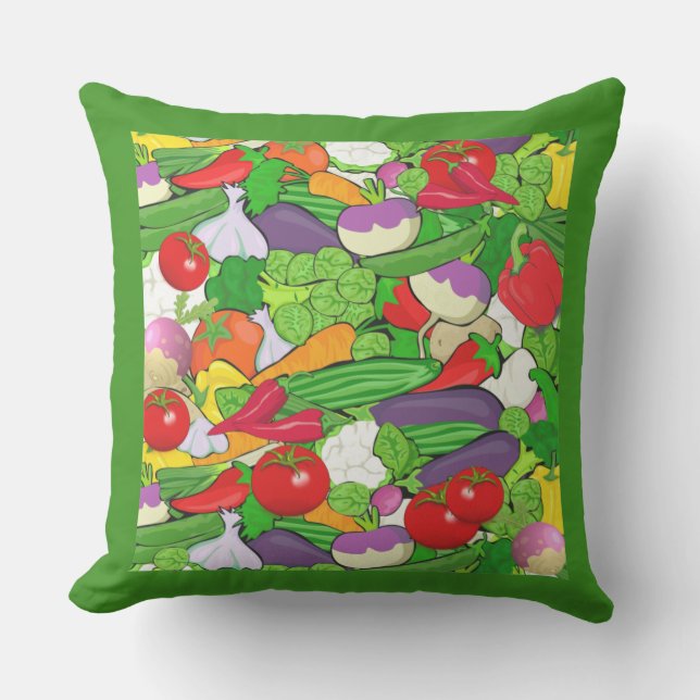Brightly Colorful Vegetable Selection Cushion (Front)