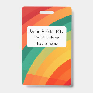 Brightly coloured arcs background ID badge