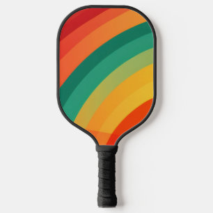 Brightly coloured arcs background pickleball paddle