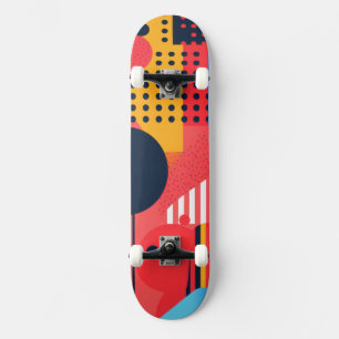 Brightly-coloured background with circles skateboard