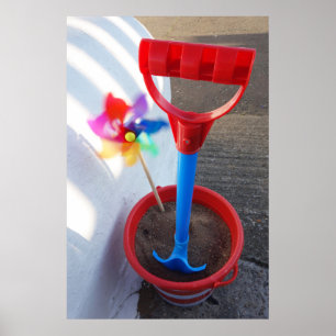 Brightly Coloured Beach Toys Poster