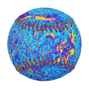 Brightly Coloured Blue and Yellow Abstract Pattern Baseball