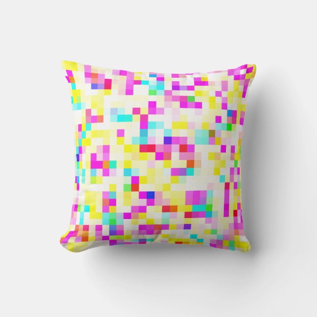 Brightly Coloured Blue Purple Yellow Abstract Cushion (Front)