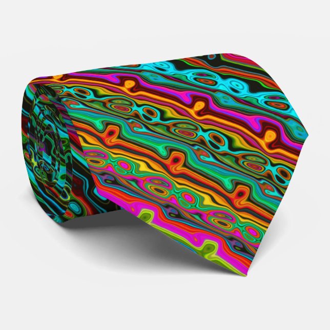 Brightly Coloured Colourful Abstract Pattern Tie (Rolled)