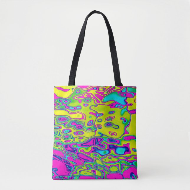 Brightly Coloured Crazy Colourful Abstract Pattern Tote Bag (Front)