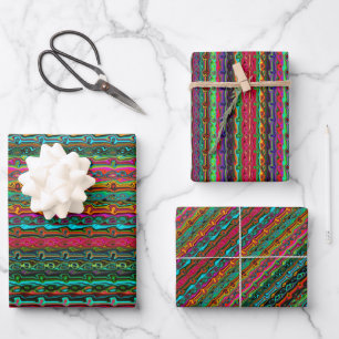 Brightly Coloured Crazy Colourful Abstract Pattern Wrapping Paper Sheet