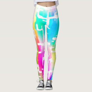 Brightly Coloured Crazy Rustic Abstract Pattern Leggings