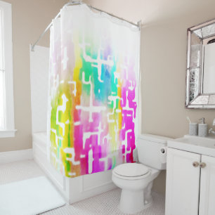 Brightly Coloured Crazy Rustic Abstract Pattern Shower Curtain