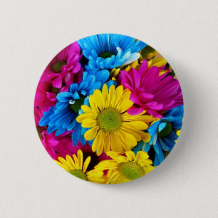 Brightly Coloured Daisies 6 Cm Round Badge