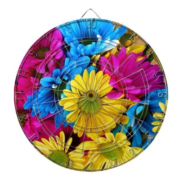 Brightly Coloured Daisies Dartboard (Front)
