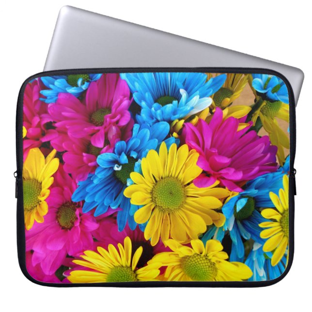 Brightly Coloured Daisies Laptop Sleeve (Front)