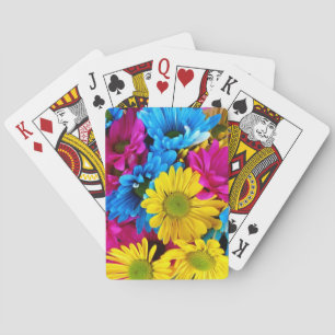 Brightly Coloured Daisies Playing Cards