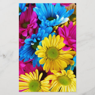 Brightly Coloured Daisies Stationery