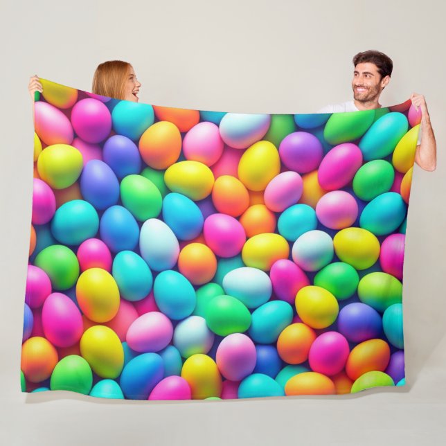 Brightly coloured Easter Egg/Spring  Fleece Blanket (In Situ)