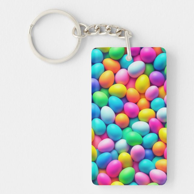Brightly coloured Easter Egg/Spring  Key Ring (Front)
