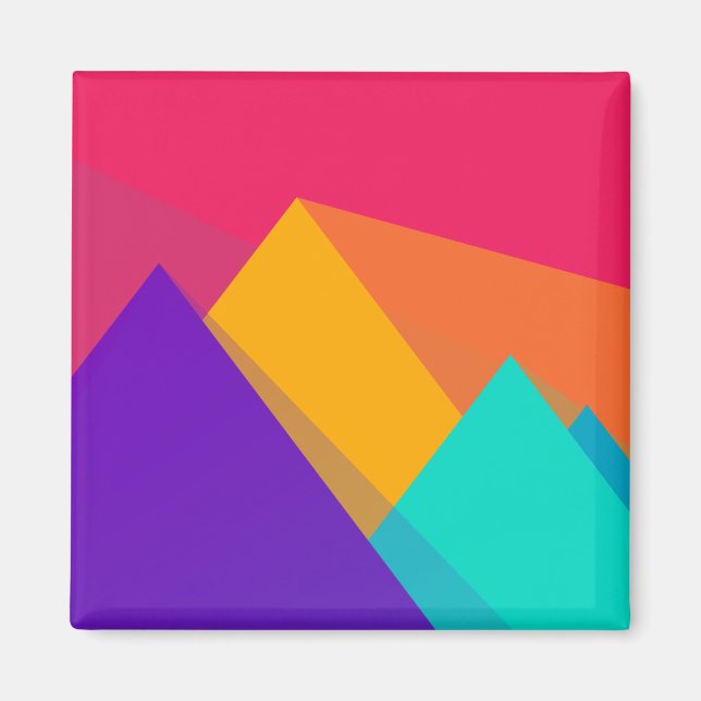 Brightly Coloured Geometric Triangles and Pyramids Magnet (Front)