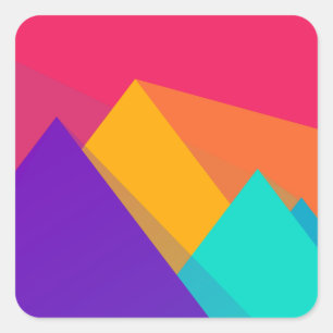 Brightly Coloured Geometric Triangles and Pyramids Square Sticker