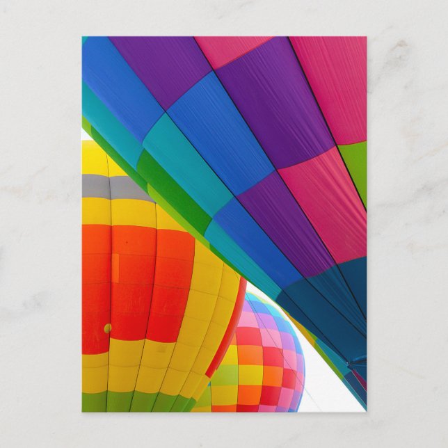 Brightly coloured hot air balloons postcard (Front)