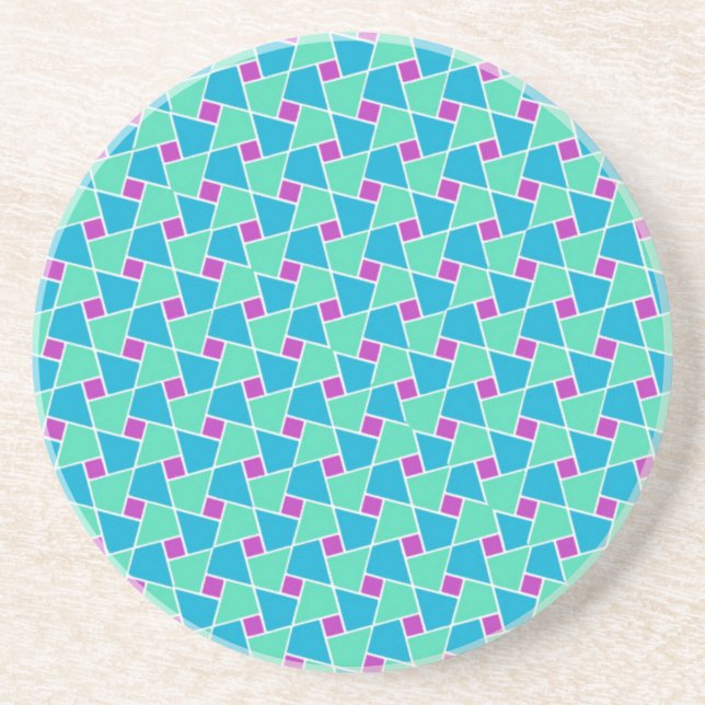 Brightly Coloured Islamic Pattern Sandstone Coaster (Front)