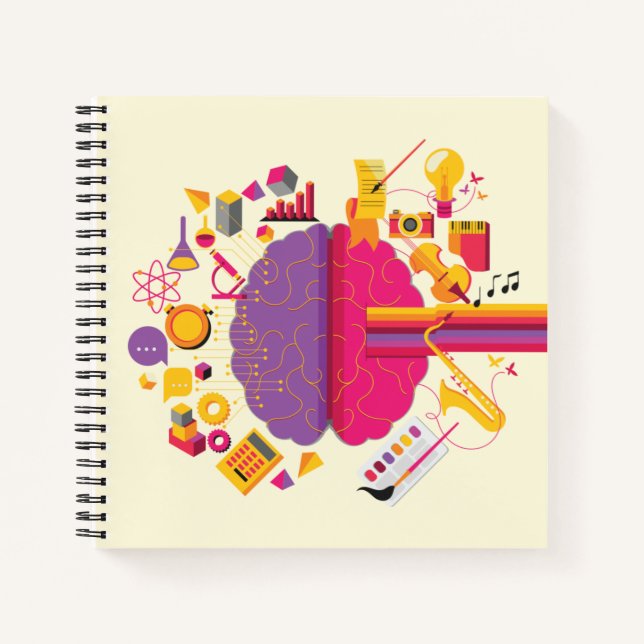 Brightly Coloured Left and Right Brain Notebook (Front)