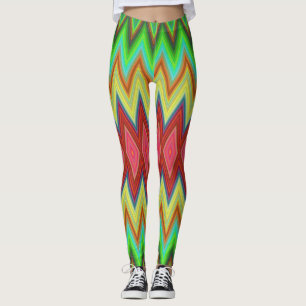 Brightly coloured leggings with a vibrant zigzag
