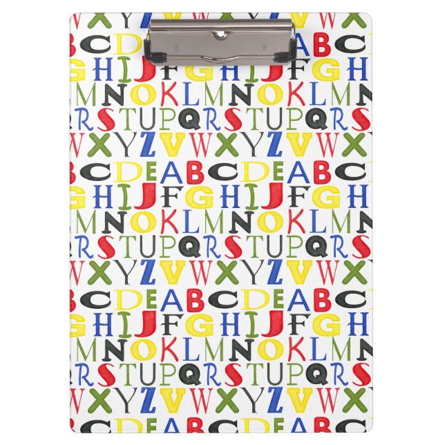 Brightly Coloured Letters by Megan Meagher Clipboard (Front)