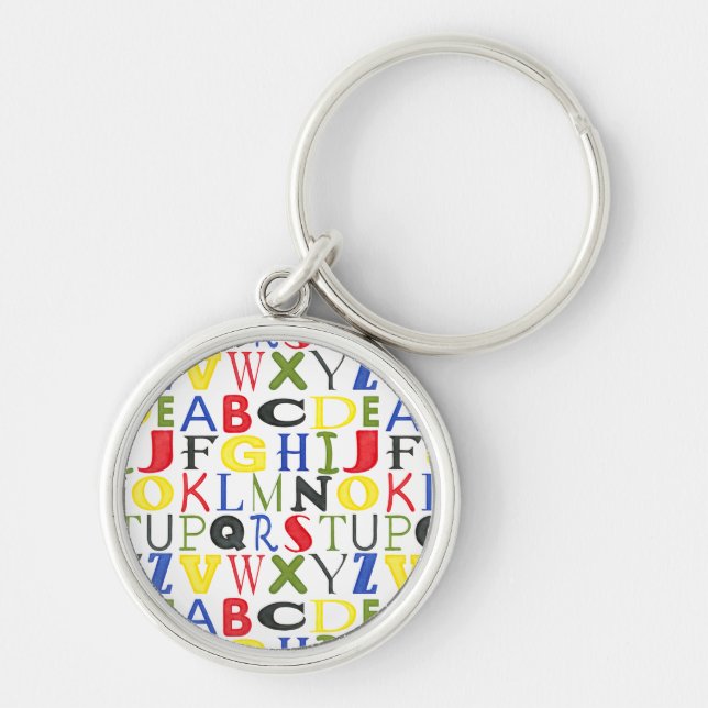 Brightly Coloured Letters by Megan Meagher Key Ring (Front)