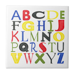Brightly Coloured Letters by Megan Meagher Tile
