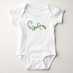brightly coloured lizard baby bodysuit
