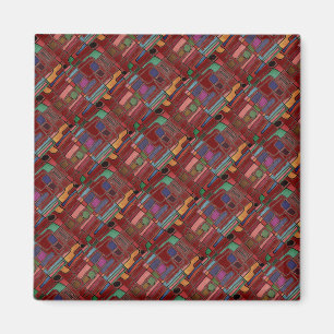 Brightly coloured modern abstract design magnet