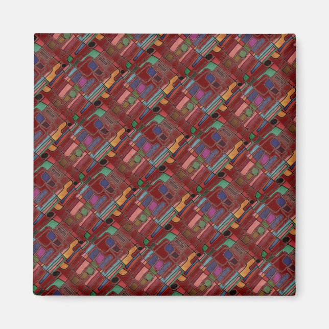 Brightly coloured modern abstract design  magnet (Front)