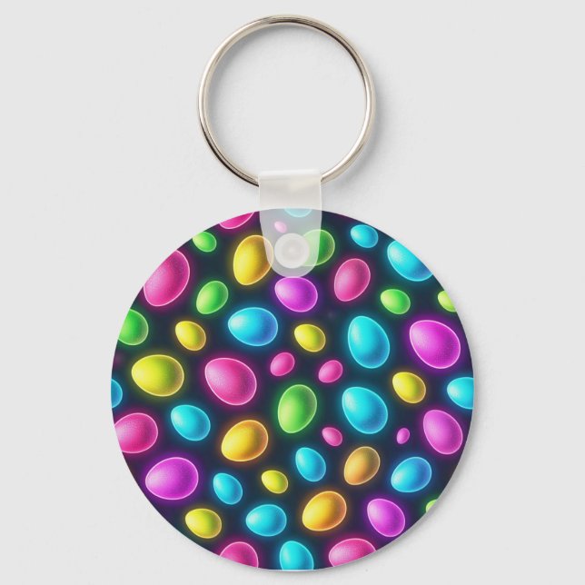 Brightly coloured/neon Easter Egg/Spring  Key Ring (Front)